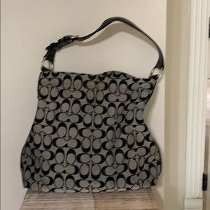 Coach medium gray/black canvas hobo.